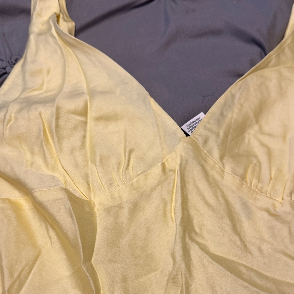 Yellow Satin Slip Dress - Picture 3 of 6